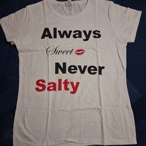 Gildan White Tee with Black and Red Print